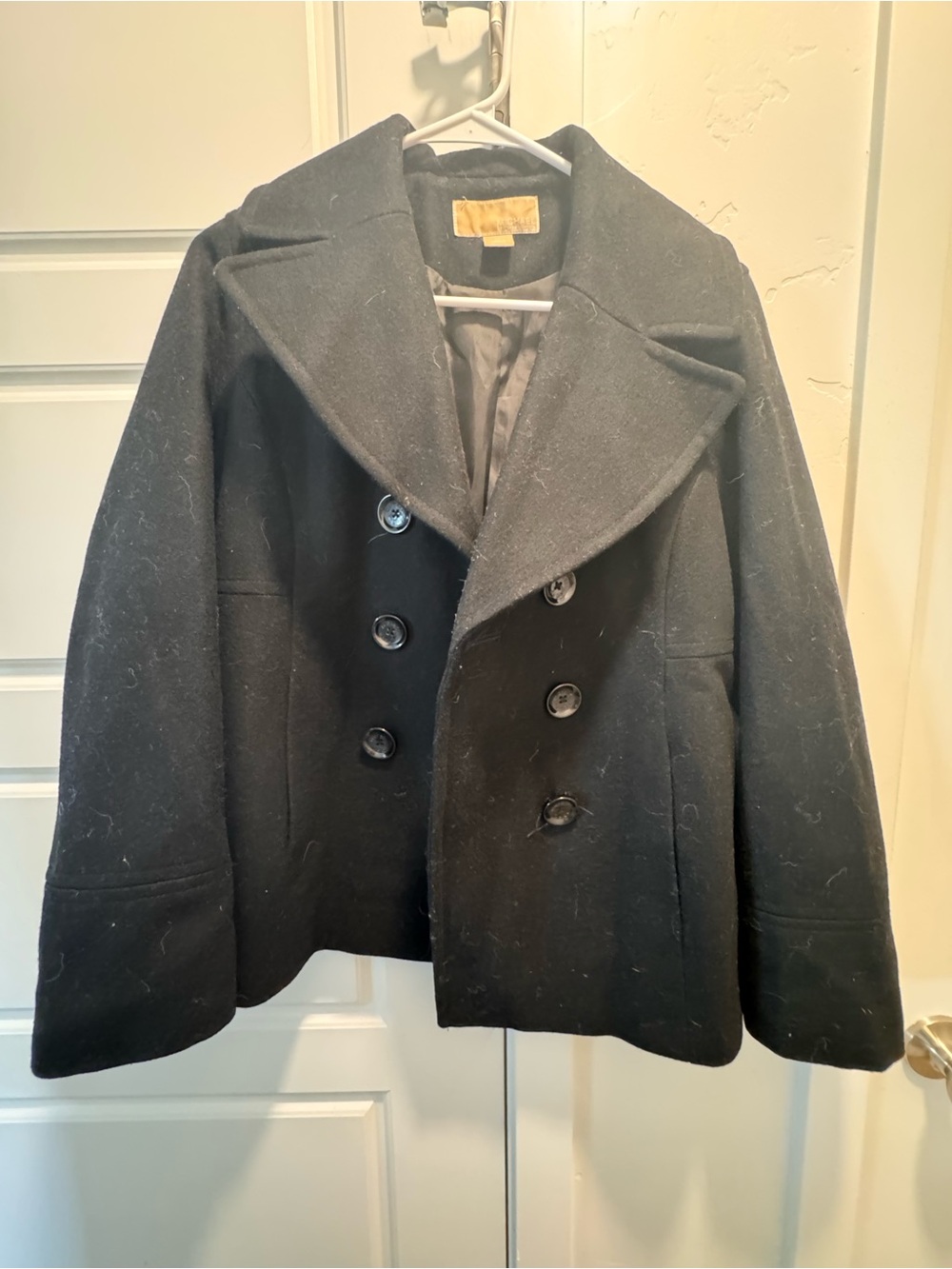 Michael Kors Black Coat with Beige Label